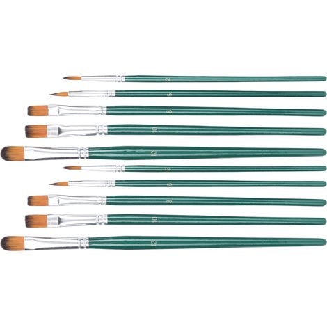 Ensemble de 10 pinceaux d'artiste pour peinture à l'huile, acrylique, aquarelle et gouache (vert) (1/5)