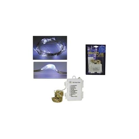 FILO RAME 100 LED BIANCO FREDDO A BATTERIA USO INTERNO CON GIOCO LUCI- - mt. 0,3 + mt.9,9 - 1 pezzi