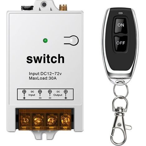 Wireless Remote Control Switch, Single-Circuit 12V DC Wireless Remote Control Switch (White) (1/3)