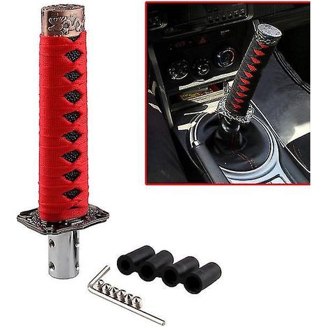 Pommeau de levier de vitesse en forme de sabre de samouraï (katana), universel et compatible avec la plupart des voitures automatiques et les voitures à boîte manuelle. 4 adaptateurs inclus. Rouge et  (1/5)
