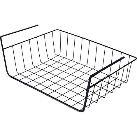 Hängekorb für unter das Regal, Metallorganizer, 35 cm, schwarzer Korb (1/5)