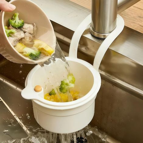 Filtre à bonde d'évier, filtre monté sur robinet et évier à basculement automatique à poussoir (blanc) (1/5)