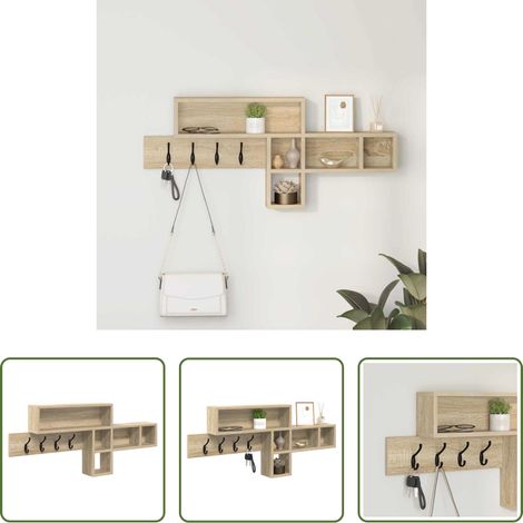 Holz - Wandmontierter nachttisch Sonoma-Eiche 100 x 12 x 43,5 cm (1/5)