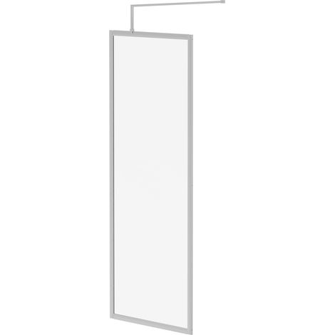 Pacco 8mm Clear Glass Polished Chrome 1850mm x 700mm Fully Framed Walk In Shower Screen including Wall Channel and Support Bar (1/5)