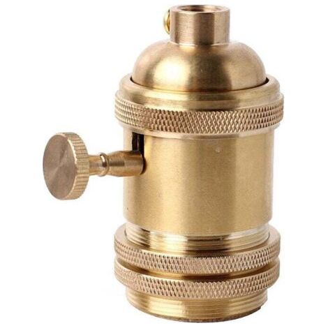 Vintage Support pour AmpouleE26 E27 Douille Culot de Lampe Avec Interrupteur en Cuivre Laiton Couleur Cuivre（dorée）