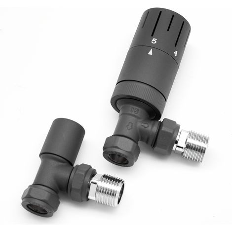 Ventile für Heizkörper Seitenanschluss Winkelventile G1/2'' Eckmontage Anthrazit (1/2)