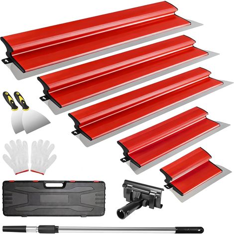 Professional Surface Spatula Set in Case, Includes 5 x Surface Scrapers (16 cm Crescent Moon, 25 cm, 40 cm, 60 cm, 80 cm) with 2 Hand Scrapers, Aluminium Telescopic Rod, Handle Holder and Pair of Glov (1/5)