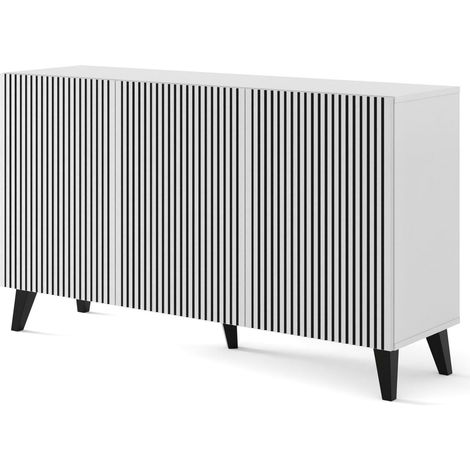 Aparador Ravenna F 150 cm 3D blanco / negro con patas negras