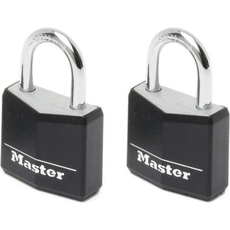 Cadenas en aluminium MASTERLOCK 30mm avec couverture vinyle noire - Lot de 2 (1/2)