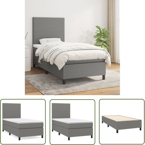 The Living Store Boxspringbett mit Matratze Dunkelgrau 100x200 cm Stoff - Boxspringbett - Doppelbett - Bettenrahmen - Matratze - Nachttisch (1/5)