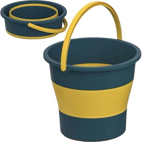 Seau pliable en silicone, seau à eau multifonctionnel et peu encombrant pour le camping, les bains, la pêche et le nettoyage - Bleu - 16,8 L-AquaForge (1/5)