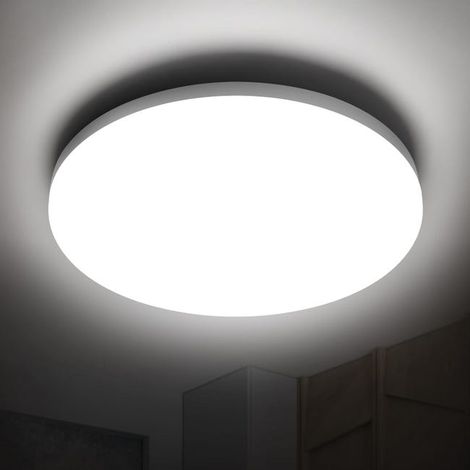24W , IP56 Plafonier Eclairage, 6000K Blanc Froid, pour Couloir Escalier Cave, Rond 30CM,Lumière activée par le son (1/5)