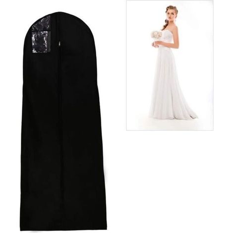 Bardusch-Housse de Robe de Mariée 180 cm Respirant Housse à Vêtements Plus Long pour Costumes Manteaux Vestes Pantalons (Noir) (1/4)