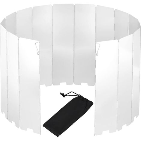 16 Plaques Pare-Vent Pliable en Aluminium Pare-Brise pour Rechaud de Camping Plein Air Pare-Brise pour Cuisinière à Gaz