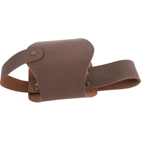 Porte-bouteille de bière en cuir marron foncé, idéal pour les barbecues, pique-niques et camping. (1/5)