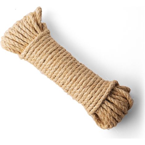 SNURO Corde Sisal (8 mm, 20 m) pour Arbre à Chat ou Griffoir pour Animaux et Décoration - Corde Sisal 100 % Naturel de la Plante Agave - Diamètre 8 mm
