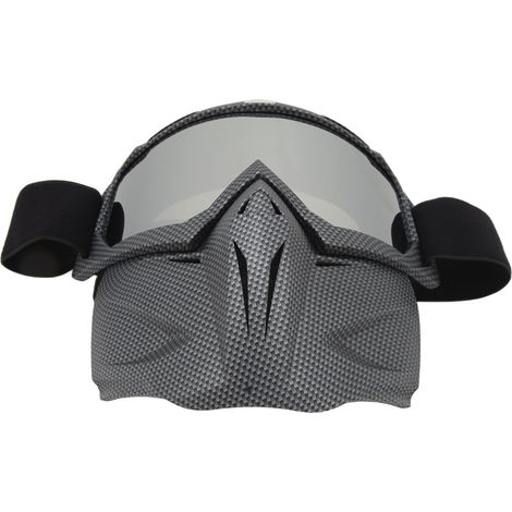 Masque de moto avec lunettes de protection anti-poussière, vent et UV, modèle peau de serpent, amovibles et fermées. (1/5)