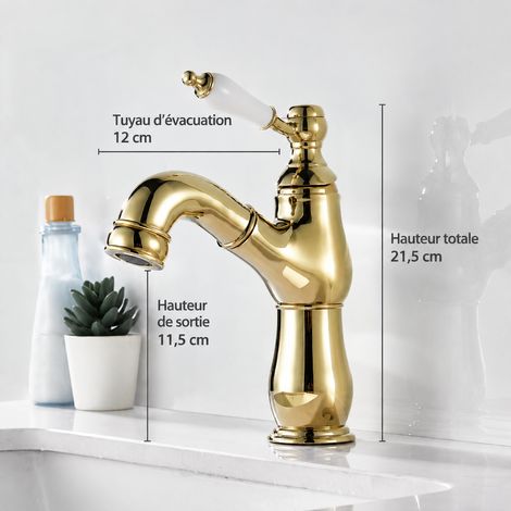 Mitigeur lavabo rétro cuivre douchette extractible poignée céramique doré 2 kg – Livraison gratuite (1/5)