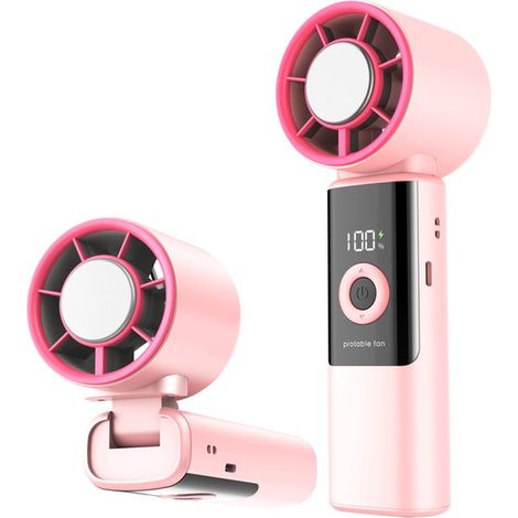 Ventilateur portable pliable et rechargeable - Rafraîchissement personnel ultra-silencieux - Pour l'intérieur, l'extérieur et les voyages - rose (1/5)