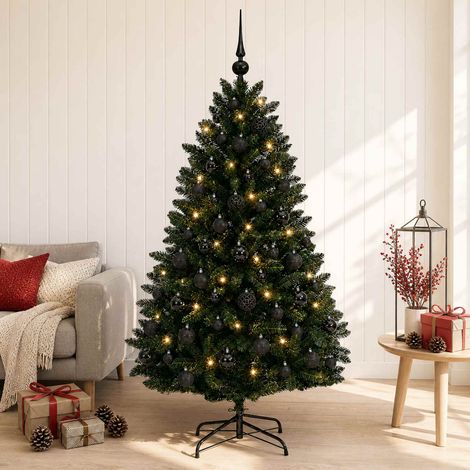 vidaXL Árbol de Navidad artificial verde oscuro con bolas 150 cm (1/5)
