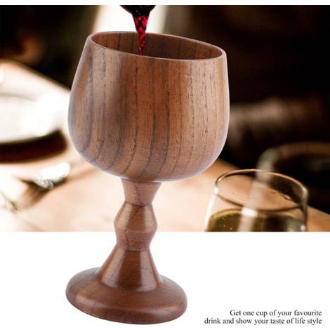 Calice - Bois Massif - Gobelet Vin Rouge - 150 ml - 7,5 x 12 cm - 1 Pièce (1/5)