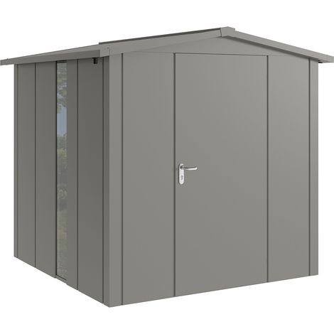 Hörmann Metall-Gerätehaus "Juno" mit Satteldach, JSD5 - Design, 214 x 214 cm (B x T), graualuminium, mit bodentiefem Fenster, 1-flüglige Tür, Anschlag rechts (1/5)