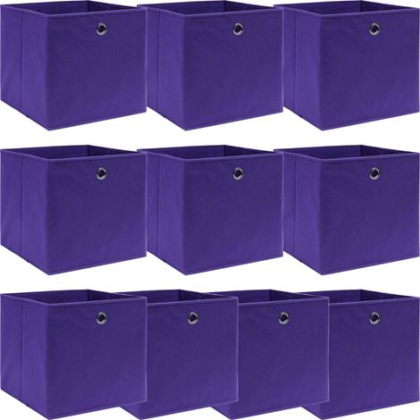Boîtes de rangement 10 pcs Violet 32x32x32 cm Tissu