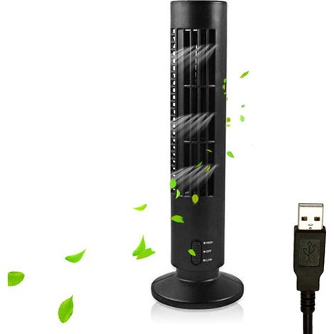 Ventilatore a torre portatile silenzioso, senza lame, 2 velocità, alimentato via USB, ventilatore verticale, aria condizionata camera da letto, ufficio in casa (1/5)