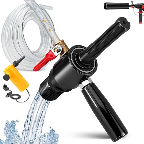 Adaptateur Couronne Diamantée 1 1/4" UNC vers SDS Max avec Fonction D’injection D’eau, Acier 42CrMo4, Raccord Rapide G1/4", Tuyau D’eau 4 m & Pompe à Levée 4 m, pour Forets, Couronnes de Forage