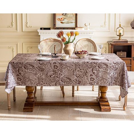 Nappe damassé élégante, nappe jacquard florale vintage, imperméable et infroissable, adaptée aux fêtes de mariage quotidiennes, 145180 cm (1/5)