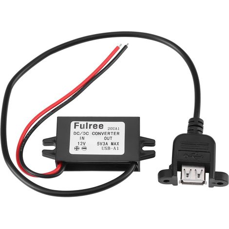 Hilitand 15W Micro Convertisseur USB Tension Régulateur Abaisseur DC-DC 12V à 5V 3A pour Voiture avec Montage sur Panneau Femelle USB.