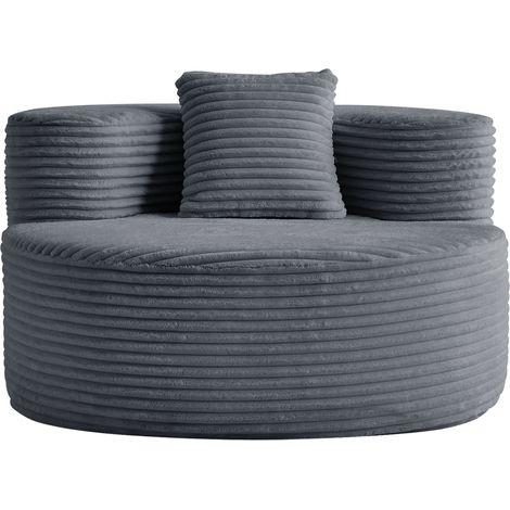 CHICFURN Sillón puf 112x105x59 cm en tejido de pana gris oscuro, sin montaje (1/5)