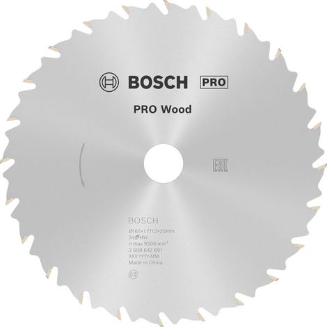 Bosch PRO Wood Circular Saw Blade 165 x 1.7 x 20 mm T24 2608642601