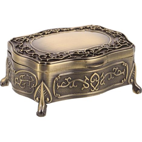 Boîte à Bijoux Décorative Vintage en Cuivre, Coffre Rectangulaire (1/5)