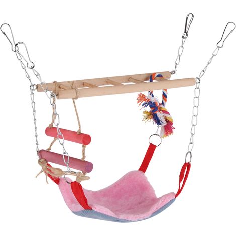 Jouet d'escalade pour animaux de compagnie, oiseaux et perroquets, balançoire colorée, échelle, accessoires de lit, décoration suspendue rose (1/5)