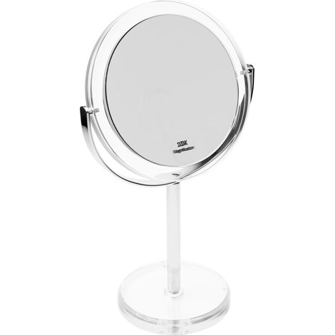 Miroir de Maquillage Rond Double Face grossissant Normal et 10 x Ø 16 cm Hauteur 30,5 cm Acrylique Miroir cosmétique (1/3)