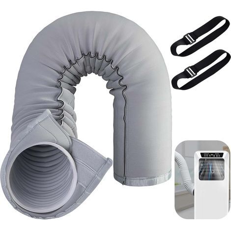 Manchon d'isolation portable pour tuyau de climatisation. convient aux tuyaux d'échappement de 12.7 cm et 15 cm de diamètre. installation facile. gris clair (1/5)