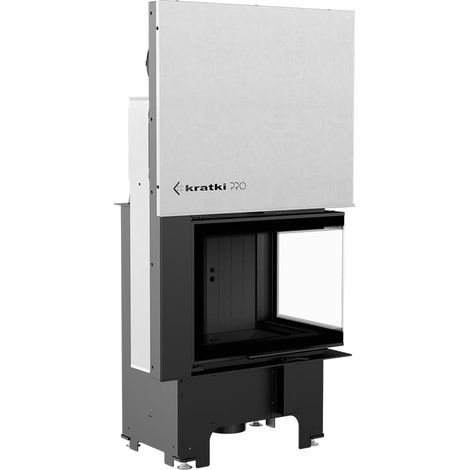 Kamineinsatz aus Stahl KRATKI VNP 610/430 9kW Ø200 mit Schiebetür schwarz Verkleidung (1/5)