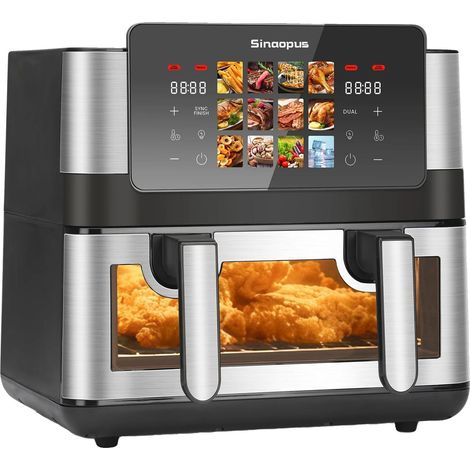 Freidora de aire, diseño de doble cesta, pantalla táctil LED, negra, UE (1/5)