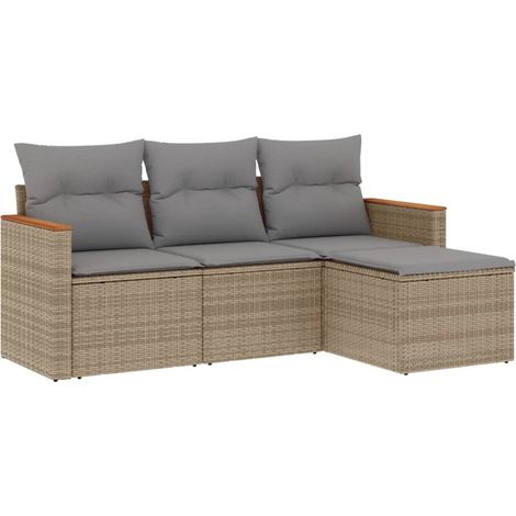 Maison Exclusive - 4-tlg. Garten-Sofagarnitur mit Kissen Beige Po