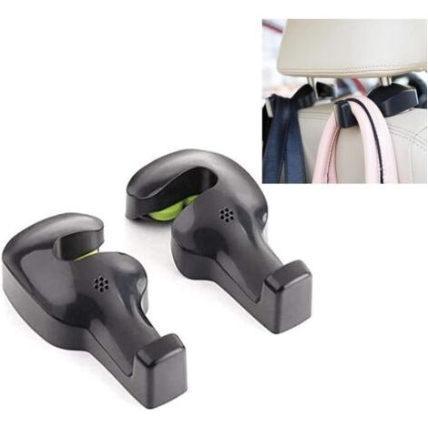 Pair AHLSEN Crochet de support universel pour siège de véhicule de voiture pour sac à main en tissu d'épicerie(Noir -Ensemble de 2) (1/5)