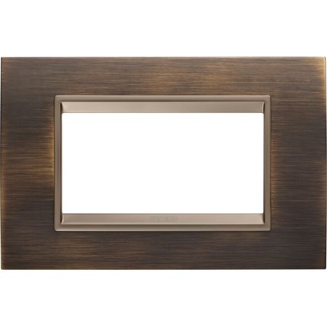 PLAQUE LUX RECT. MÉTAL 4P LAITON ANTIQUE GEWISS GW16204XQ