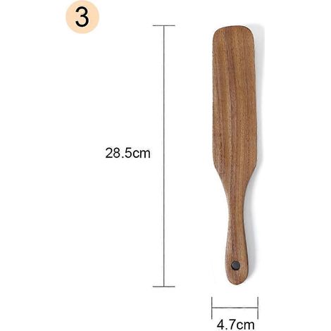 Set aus Holzspateln, Küchenspateln aus Holz, braunes Küchenutensil (1/5)