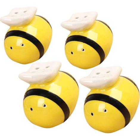 Salière et Poivrière Abeille en Céramique, Lot de 4 Pièces (1/5)
