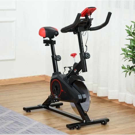 Bici da spinning 85x46x114 cm in acciaio nero con display LCD, salvaspazio – MEUBLIV (1/5)