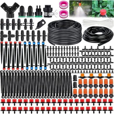 310 pièces kit irrigation goutte-à-goutte, tubes haute pression 60 m + 20 m, système arrosage automatique jardin potager et terrasse