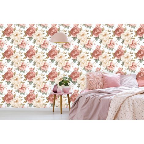 Wallarena Vliestapete Blumen Rosen Pfingstrosen Romantik für Wohnzimmer und Schlafzimmer, 10 m x 50 cm – inkl. Kleister & Anleitung (1/5)