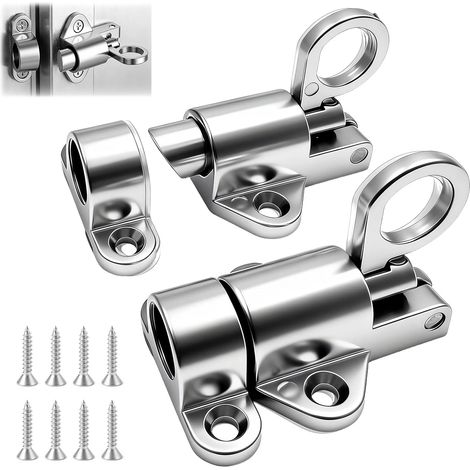 2 Pièces Loquet, Porte à Rebond, Verrouillage Automatique à Ressort, Alliage d'Aluminium, Loquet pour Portes en Bois, Fenêtres, Armoires, avec Vis, Sécurisé et Pratique (argent) (1/5)