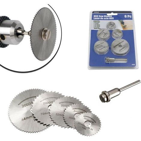 Kit 6 Dischi Per Minitrapano Mandrino Disco Lama Circolare Taglia Legno