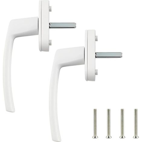 Poignées de fenêtre Poignée de fenêtre en alliage d'aluminium 2 pièces Poignée en aluminium massif Poignée de porte en aluminium blanc Compatible avec les fenêtres communes et les portes de balcon-DOU